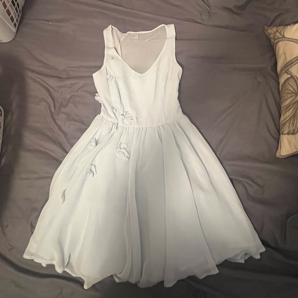 Disney Cinderella / LC Lauren Conrad Light Blue Mesh Back Dress Flowers - Picture 4 of 7